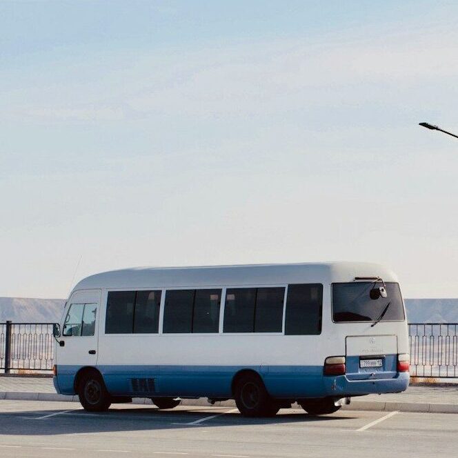 a bus parked on a road