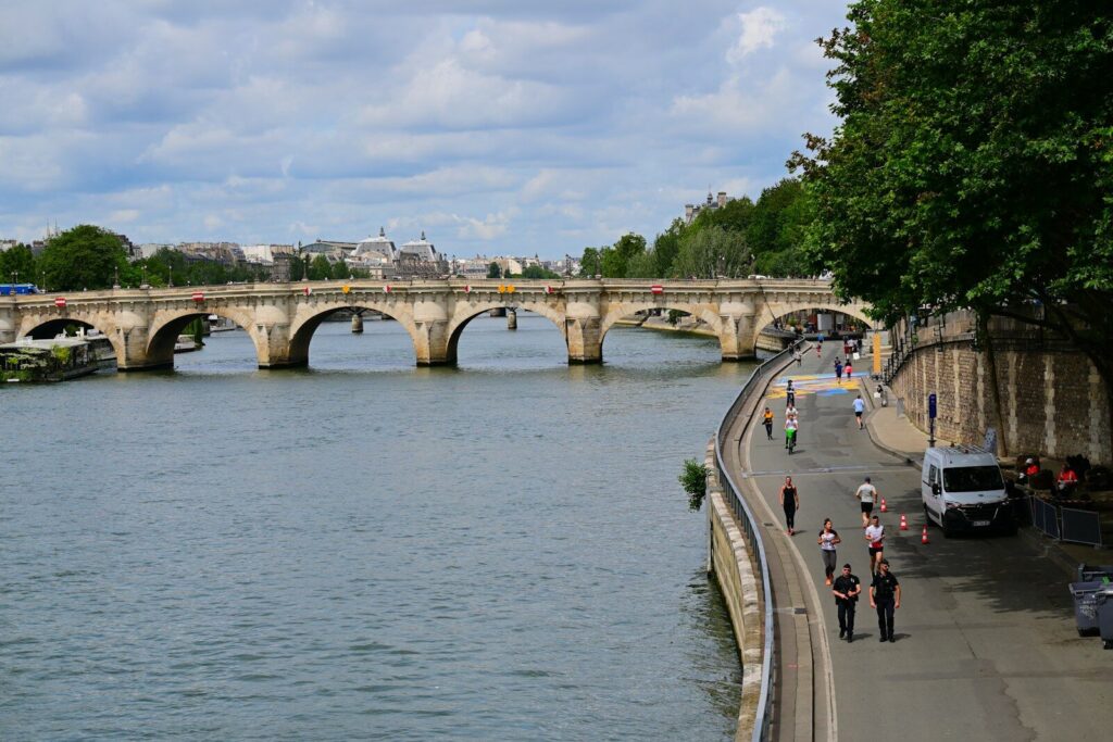 A view of a bridge over a body of water